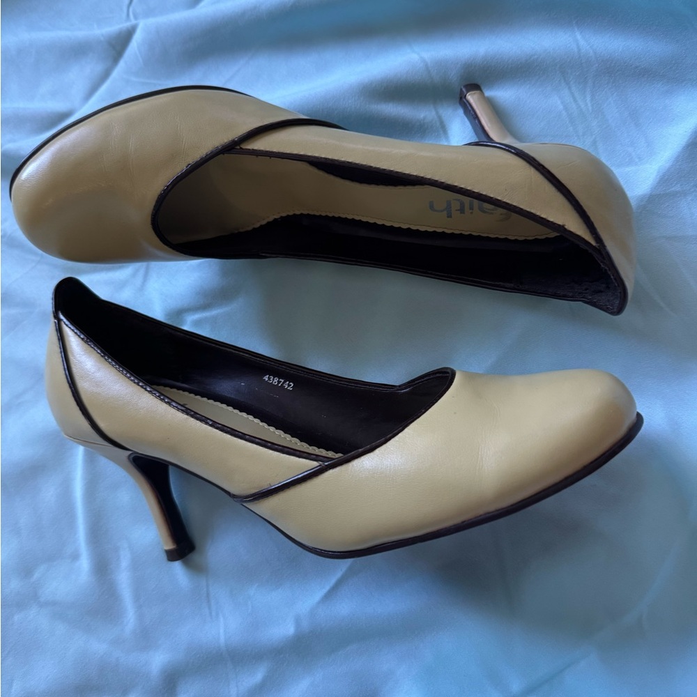 Yellow Classic Heels with Rounded Toe
